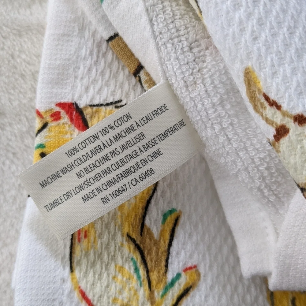 Boston Terrier Various Breed Dog Print Kitchen Towel Set Of Two White Multi NWT